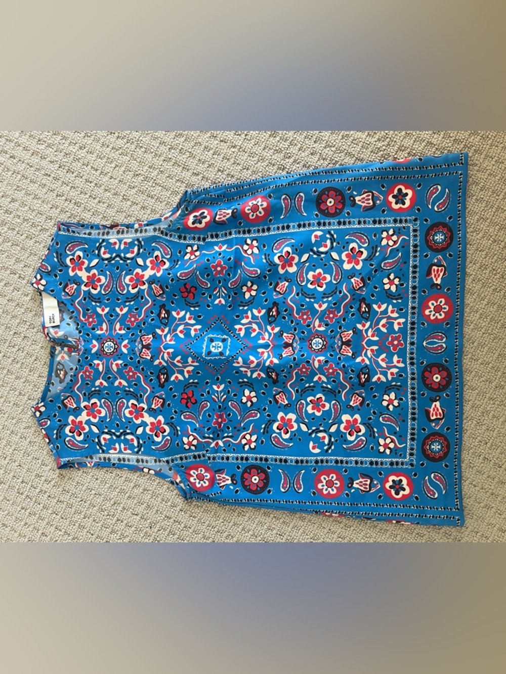 Tory Burch Bright Blue Floral Print Sleeveless Top